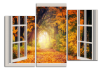 Obraz na plátne Okno do podzimního lesa