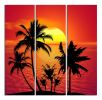 Obraz na plátne Západ slunce a palmy