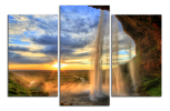 Obraz na plátně Vodopád a západ slunce